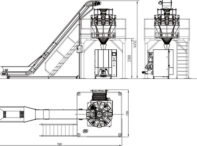 Salads weighing and packaging system