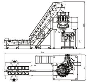 Weighing and packaging system with double conveyor