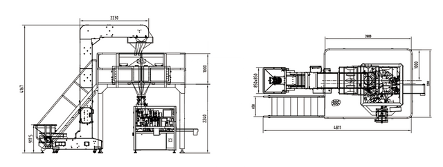 Weighing and packaging system for fish feed