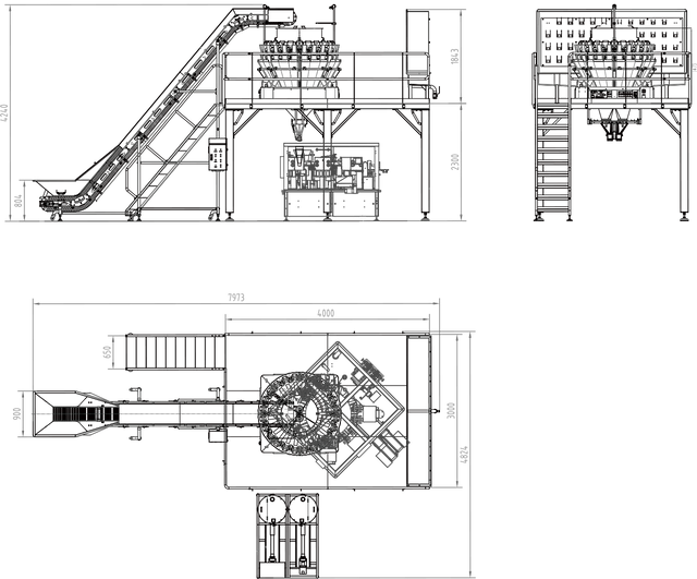 Sticky pet or dog food weighing and filling system