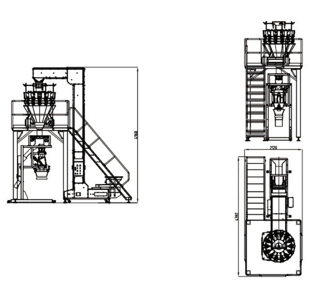 6 outlet puffed food weighing and filling system