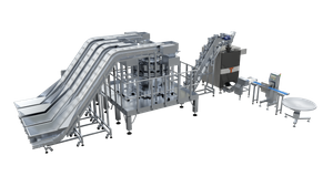 Weighing and packaging system for 4 kinds of mixed materials