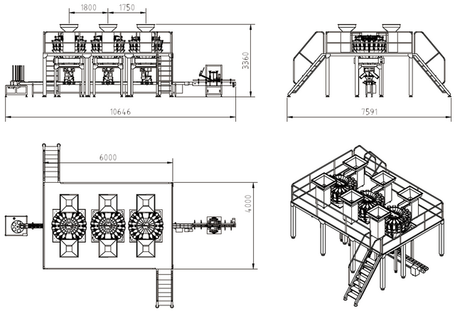 Weighing and filling system for 6-type chocolate beans