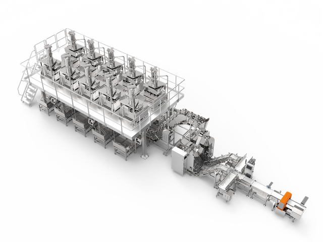 Variable weighing and packaging system for pet food with multiple ingredients
