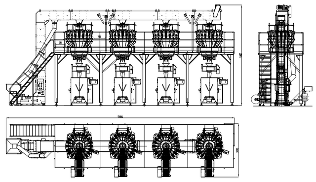 Multi-station weighing and packaging systems