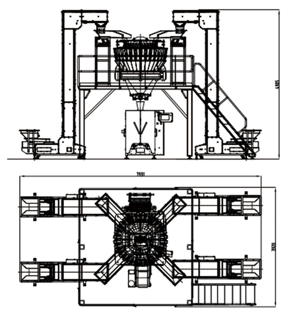 4 kinds of materials mixed weighing and packaging system