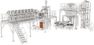 Pet food formula weighing and filling system (dog treats)
