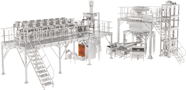 Pet food formula weighing and filling system (dog treats)